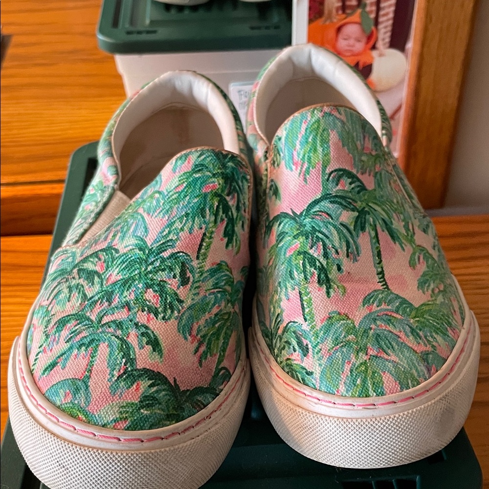 Women’s slip on Lilly Pulitzer sneakers with palm trees